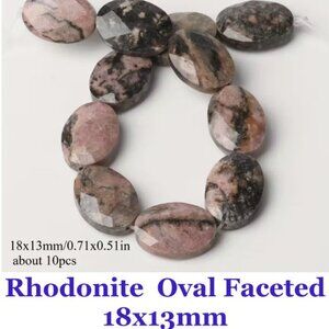 Rhodonite  Oval Faceted  Beads  18x13mm  10 Beads